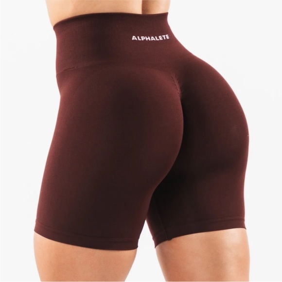 Alphalete Pants - Alphalete amplify burgundy Deep Red booty scrunch Athletic Shorts 51918